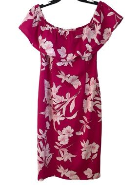 Lane Bryant Fuchsia Floral Off-Shoulder Dress